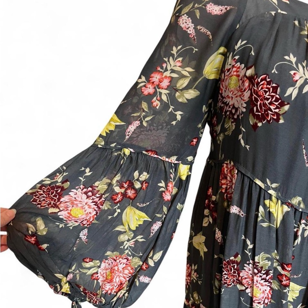 A+ Anthropologie grey gray green Floral Long Sleeve Swim maxi dress 2XL plus - Picture 9 of 9